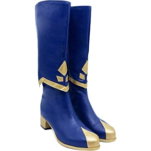 Womens Sky:Children of Light Knee THigh Boots Block High Heel Cosplay Match Colors Punk Riding Halloween Shoes Plus Size 34-44