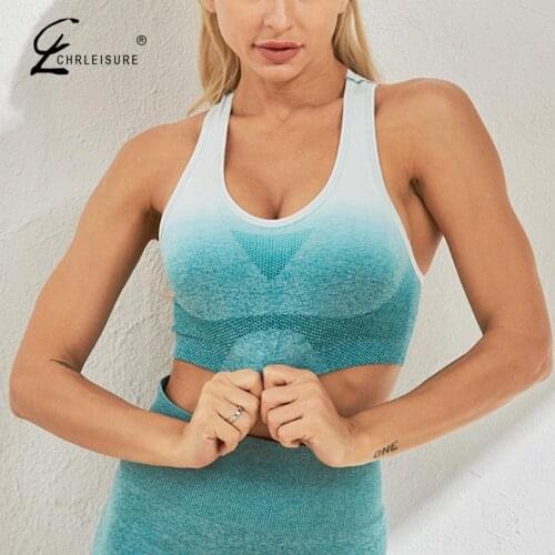 CHRLEISURE Women Fitness Bra Gradient Bra Full Cup Fitness Bra Running Bra Fitness Bratte Women