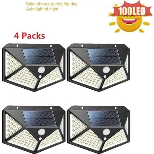 1-4PCS 100/30LEDs Wireless Solar light Solar Power PIR Motion Sensor Outdoor Waterproof for Street Garden Security Wall Lamp Wit