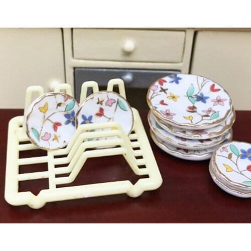 1pc 1/12 Dollhouse Miniature Accessories Mini Dish Rack Simulation Furniture Kitchen Storage Shelf Model Toys for DollHouse
