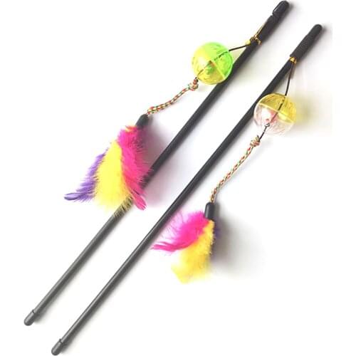 1pcs/2pcs Cat Toy Cat Teaser Wand Interactive Feather Cat Wand Kitten Teaser Bell Toys for Cats Pet Supplies