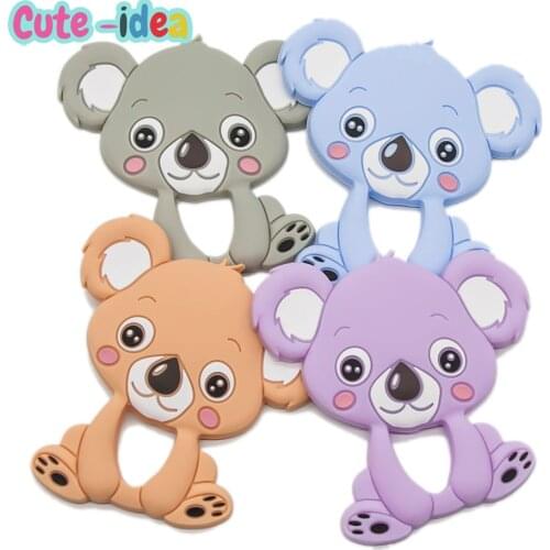 Cute-Idea 1pc Silicone Koala Animal Baby Teether Soft Chewable Product Teething DIY Pacifier Pendant Accessories BPA Free