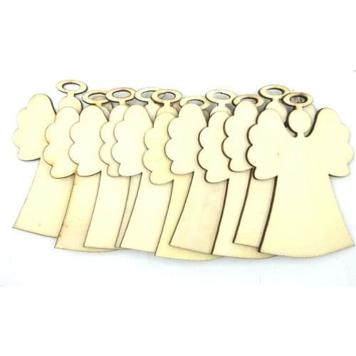 10pcs 85*59cm Unfinished Unpaid Wood Angel Rustic Tags Christmas Decor Gift Hanging Tags Christmas Tree Wedding Decoration