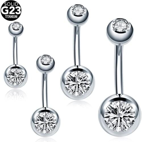 10Pcs/lot 14G Titanium Belly Button Rings Double Gem Belly Piercing Externally Threaded Belly Bar Navel Piercing Body Jewelry