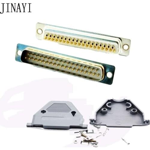 10pcs Gold Plated 37 pin DB37 2 Rows Male Welding with Plastic Cover Connector Socket Adapter