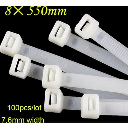 100pcs/lot 8*550mm Label Tie Bring Wire Fixed Ribbon Buckle Network Plastic Cable Wire Organiser reusable Zip Tie Cord Strap
