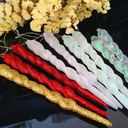 12Pcs/lot Christmas Tree Pendant Decoration Hanging Icicle Ornaments for Home Holiday Party Supplies Crafts