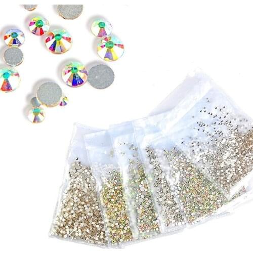 1440pcs Clear Crystal AB gold 3D Non HotFix FlatBack Nail Art Rhinestones Decorations Shoes And Dancing Decoration