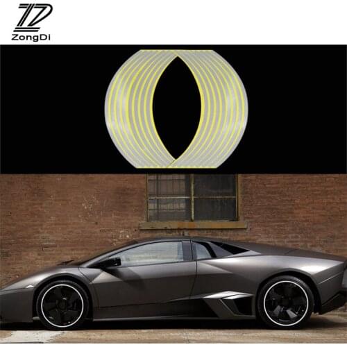 ZD 16pcs 14" Car Wheel Reflective Rims Tape Decals Stickers For VW Passat B5 B6 Polo Golf 4 5 Chevrolet Cruze Lada Granta RAM