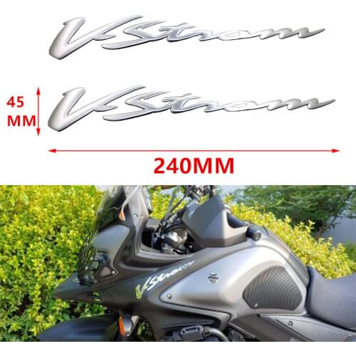 For Suzuki V-Strom All Series DL 250 650 1000 XT 2PCS Motorcycle Stickers 3D Decals Chrome Motorbike Reflective Emblem Badge