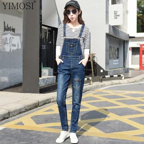 2021 Spring Autumn Women Denim Pants Ladies Bib Full Length Overalls Jeans Female Casual Jumpsuits Suspender