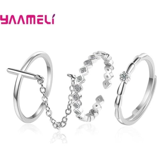 3Pcs/Set Zircon Engagement Rings for Women 925 Sterling Silver Wedding Rings Female Crystals Jewelry Chic Accessories Gift