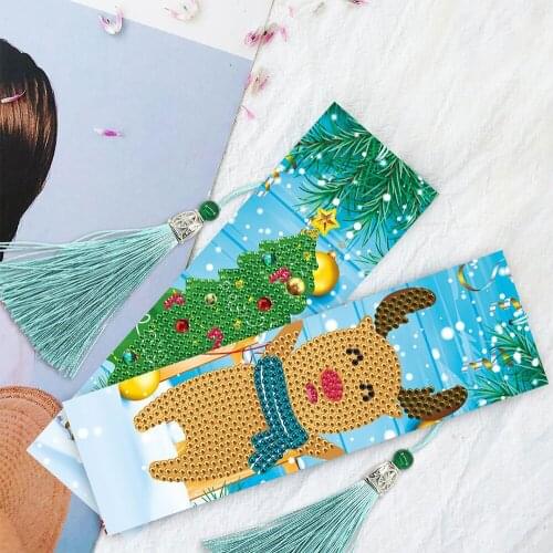 4pcs Christmas Series Mosaic Bookmark DIY Special Shape Diamond Painting Leather Page-Marker Creative Handmade Craft Gifts Hot