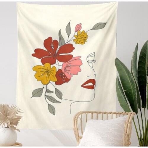 Abstract lines Women Tapestry Wall Hanging Flowers Walll Art Tapestries Bedroom Living Room Decorations