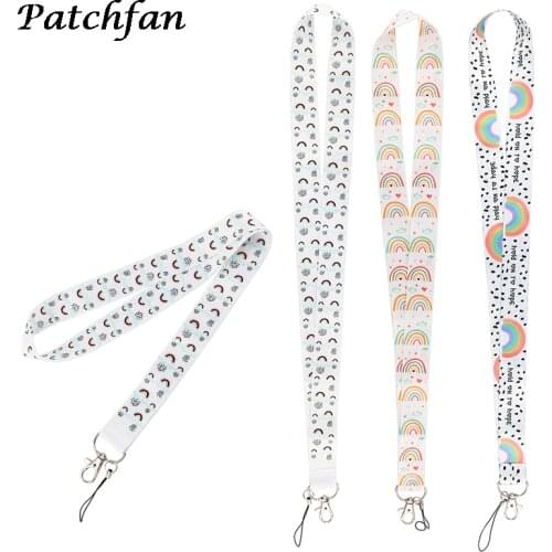 AD610 Patchfan Cartoon Rainbow Lanyard Keychain keys Badge ID Card Mobile Phone Rope Kids Gifts Lanyards ID Badge Holder
