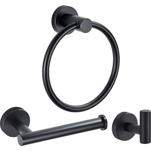 Stainless Steel Bathroom Accessories In Brushed Nickel Toilet Paper Holder Matte Black Towel Ring Wall Mounted Robe Hook