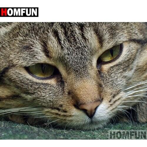 HOMFUN Full Square/Round Drill 5D DIY Diamond Painting "cat" Embroidery Cross Stitch 5D Home A07720