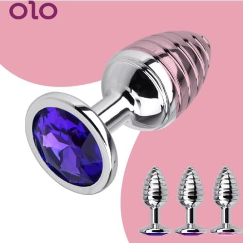 OLO Stainless Steel Adult Products Butt Plug Spiral Beads Stimulation Thread Anal Plug Sex Toys For Woman Men Anal Massager