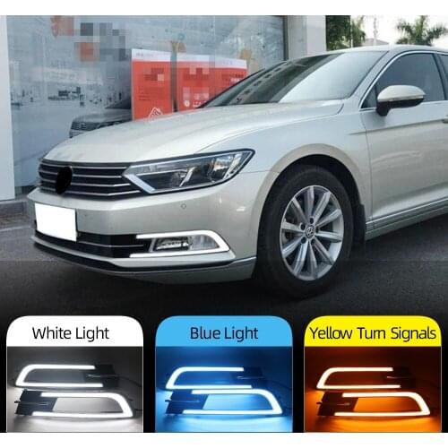 Car flashing 2Pcs Auto DRL LED Daytime Running Light Turn Signal Day Light Lamp fog lamp cover For VW Passat B8 2017 2018