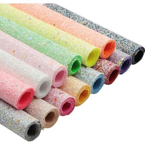 20*33cm Star Sequin Chunky Glitter Faux Synthetic Leather For Bow-knot bags Wallet Phone Cover Scrapbook DIY,1Yc14253