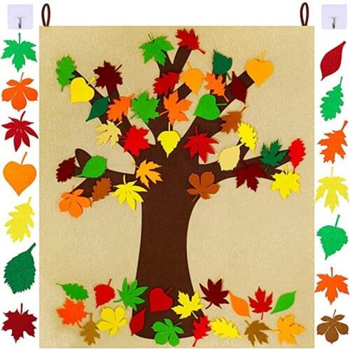 Thanksgiving Activity Multifunction Home Autumn Leaf Ornaments For Kids Classroom Crafts Felt Fall Tree Board School Wall Art