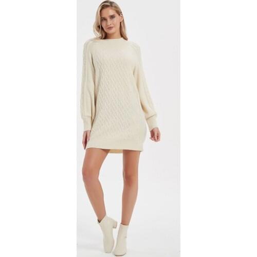 Elegant Warm Half Turtleneck Ladies Sweater Dress Loose Full Sleeve solid Female Knitted Dress Women Knitted Mid-Calf Vestidos
