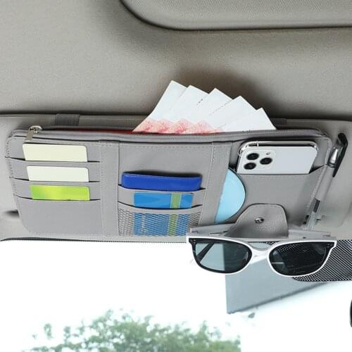 IKSNAIL Car Sun Visor Bill Pen Business Card Holder CD DVD Organizer Storage Box Sunglasses Clip Stowing Tidying Car Accessories
