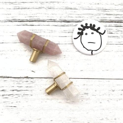 LCH Nordic Style Luxurious Natural Pink Crystal Cabinet Knob Drawer Pull Furniture Handles Simple life Clear Crystal