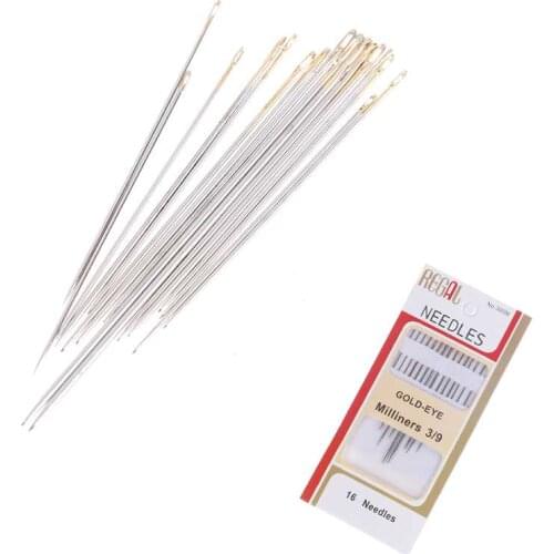 HOT ! 16Pcs/set Gold Eye Needle Embroidery Tapestry Home Wool DIY Sewing Accessories Large Leather Hand Sewing Needles