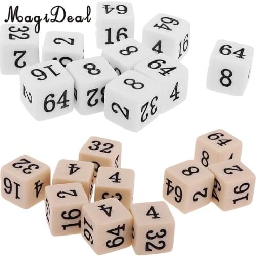 MagiDeal Novelty 10Pcs Opaque Six Sided Multiple Dice for TRPG Party Board Game Funny Family Pub Club Dice Game Toys White/Beige