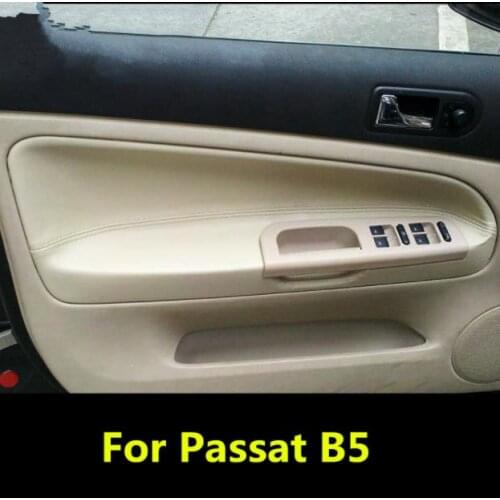 4PCS/SET Modified Accessory Interior Door Panel Armrest Protective Leather Cover For Volkswagen Passat B5 2005 2006 2007