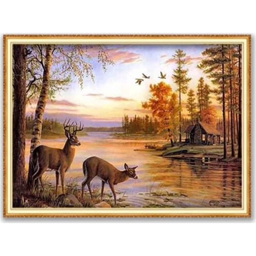 Nature DIY 11CT Cross Stitch Embroidery Kits Craft Needlework Set Cotton Thread Printed Canvas Home Decoration For Living Room