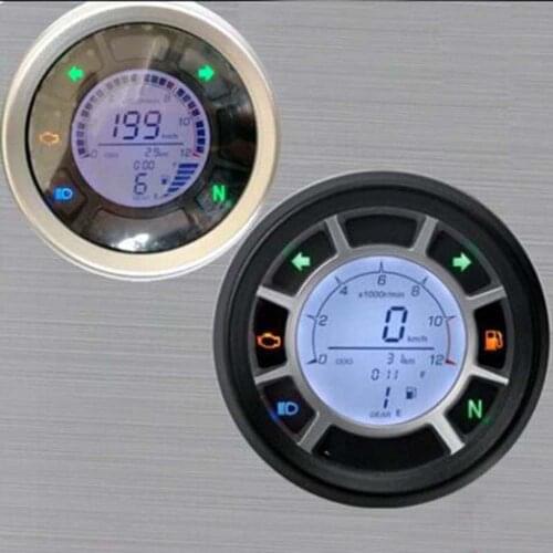 General Motorcycle Modified LCD Instrument Circular 1-6 Water Temperature Meter Adjustable Speed of Metric Mile Oil Meter