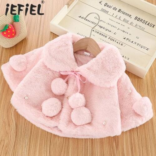 2021 Autumn Baby Princess Fleece Fur Cloak Jacket For Baby Clothes Newborn Baby Girls Jacket Infant Winter Warm Outerwear Coat