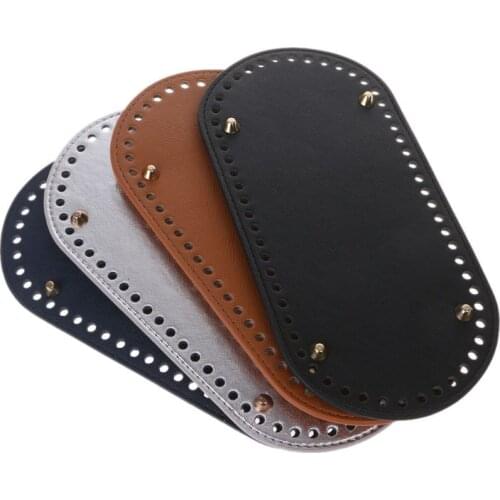 Bottom for Knitting Bag PU Leather Accessories for Knitting Oval Bottom with Holes Diy Bag Leather Long Bottom 25x12cm KZBT008