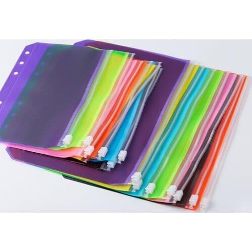 1PC Binder Pockets A6 Binder Loose Leaf Bag Color Clear Zipper Folders 17x11 cm For 6-Ring Notebook