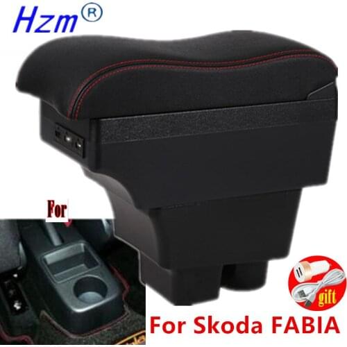 For Skoda Fabia Roomster armrest box Interior Parts special Retrofit parts Car Armrest Center Storage box USB LED