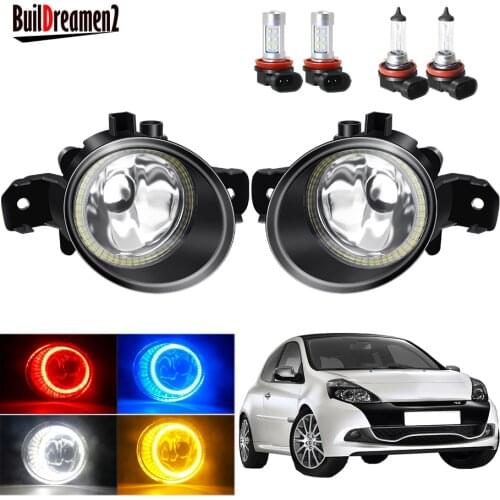 Angel Eye Fog Light Assembly For Renault Clio 3/III Hatchback Grandtour Estate 2005-2014 Car Front Bumper Fog Lamp Halo Ring DRL