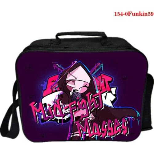 3D Friday Night Funkin Print Cooler Bags for Children Insulated Thermal Bags for Working Children Double Zipper Picnic Lunch Bag