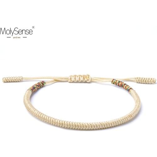 MolySense Tibetan Buddhist Amulet Lucky Charm Tibetan Bracelets & Bangles For Women Men Handmade Knots Rope Buddha Bracelet