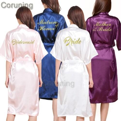 TJ02 Women Bathrobe Letter Bride Bridesmaid Mother of the Bride Maid of Honor Get Ready Robes Bridal Party Gifts Dressing Gowns