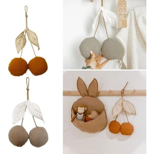 Nordic Style Kids Room Decoration Kawaii Cotton Cherry Wall Hanging Ornaments Children Baby Bedroom Accessories Home Party Decor