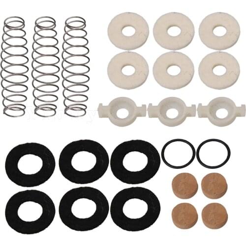 Yibuy Trumpet Parts Valve Cork Pad Piston Spring Valve Guide w/ 12 Felt Washer