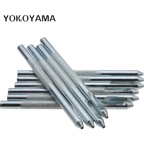 YOKOYAMA 10PCS Electroplating Punch Leather Tool Hollow Hole Punching Snap Fastener Installation Punch Belt Hole 1.5-4MM 6 Size