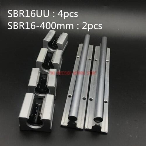 Linear Rail Cnc Router Parts New 2pcs Sbr16 L400mm Linear Bearing Rails + 4pcs Sbr16uu Motion Blocks (can Be Cut Any Length)