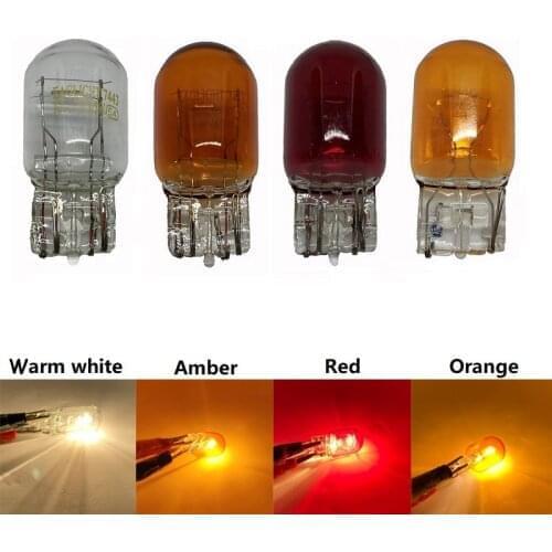 1pcs Car halogen lamp T20 7440 7443 12v w21/5w warm white Amber red brake bulbs Tail Light Stop Light Rear Turn Signal DRL 12v
