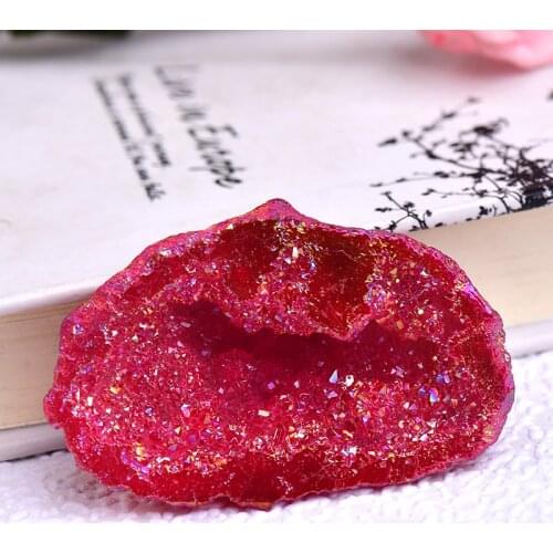 1PC Natural Agate Electroplated Cornucopia Crystal Cave Raw Stone Bare Stone Display A Mineral Specimen Home Decoration Fortune