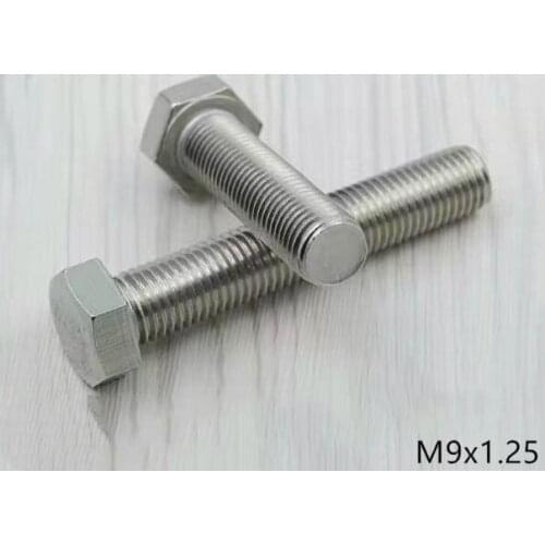 1pcs M9 hex bolts external hexagon socket screws full thread 1.25mm fine pitch stainless steel male screw 16mm-45mm length