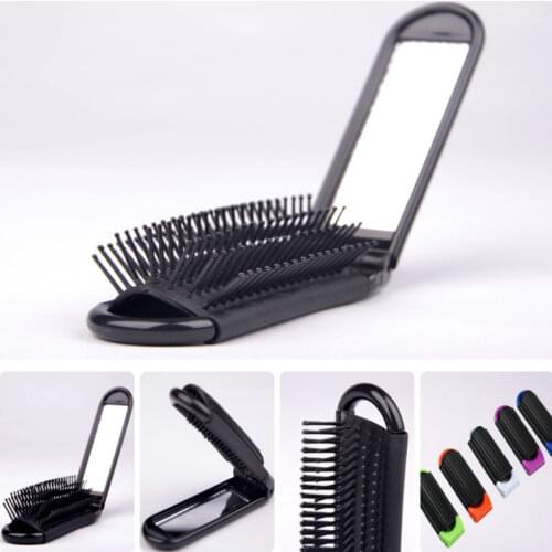 1pcs Fashion Professional Hair Comb with Mirror Travel Portable Folding Hair Brush Compact Pocket Size Purse Travel Hair Combs
