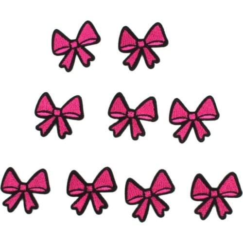 10pcs Embroidered Girls Garments Bow Stickers Iron On Cartoon patches DIY Fabric Appliques Sew On Badge For Jeans Bag Pants Coat
